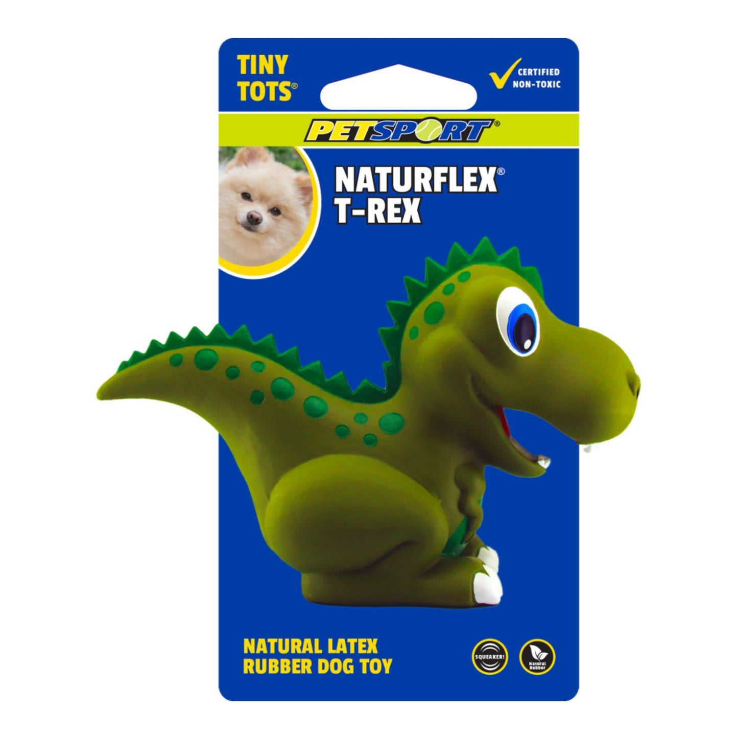 Petsport USA NaturFlex Dinosaur Latex Dog Toy TRex, 4ea/4 in, Tiny Tot