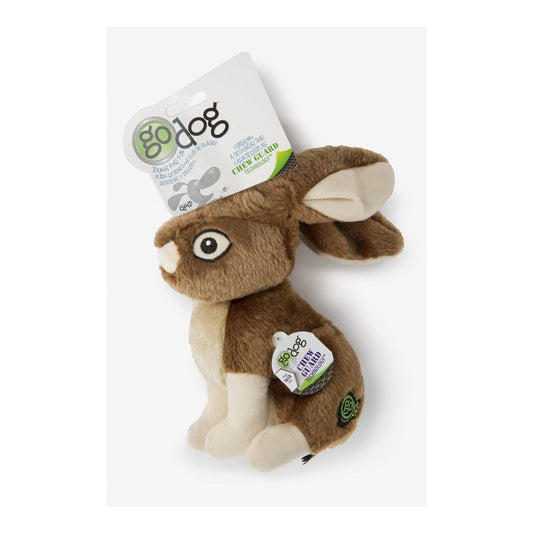 Godog Wildlife Rabbit Squeaky Plush Dog Toy Brown Large