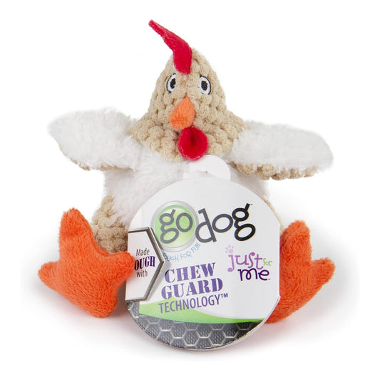 Godog Just For Me Sitting Rooster Dog Toy White Mini