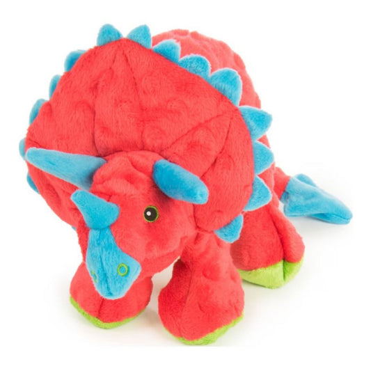 Godog Dinos Frills The Triceratops Dog Toy Red Large