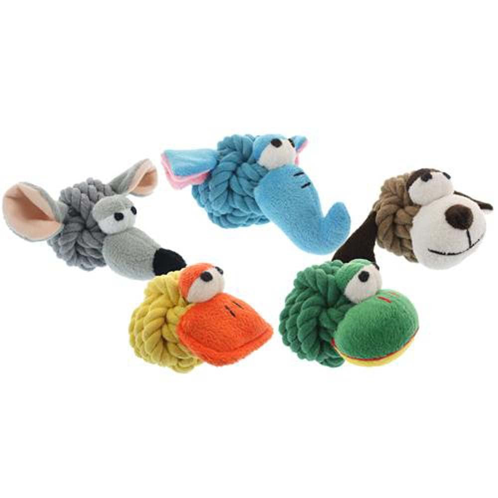 Multipet Rope Head Animals Dog Toy Assorted 1ea/4 in