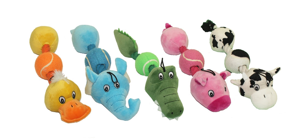 Multipet Rope Head Animals W/Tennis Ball