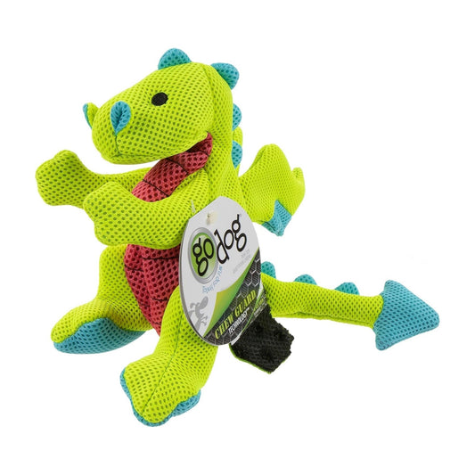 Godog Dragons Squeaky Plush Dog Toy Green Small