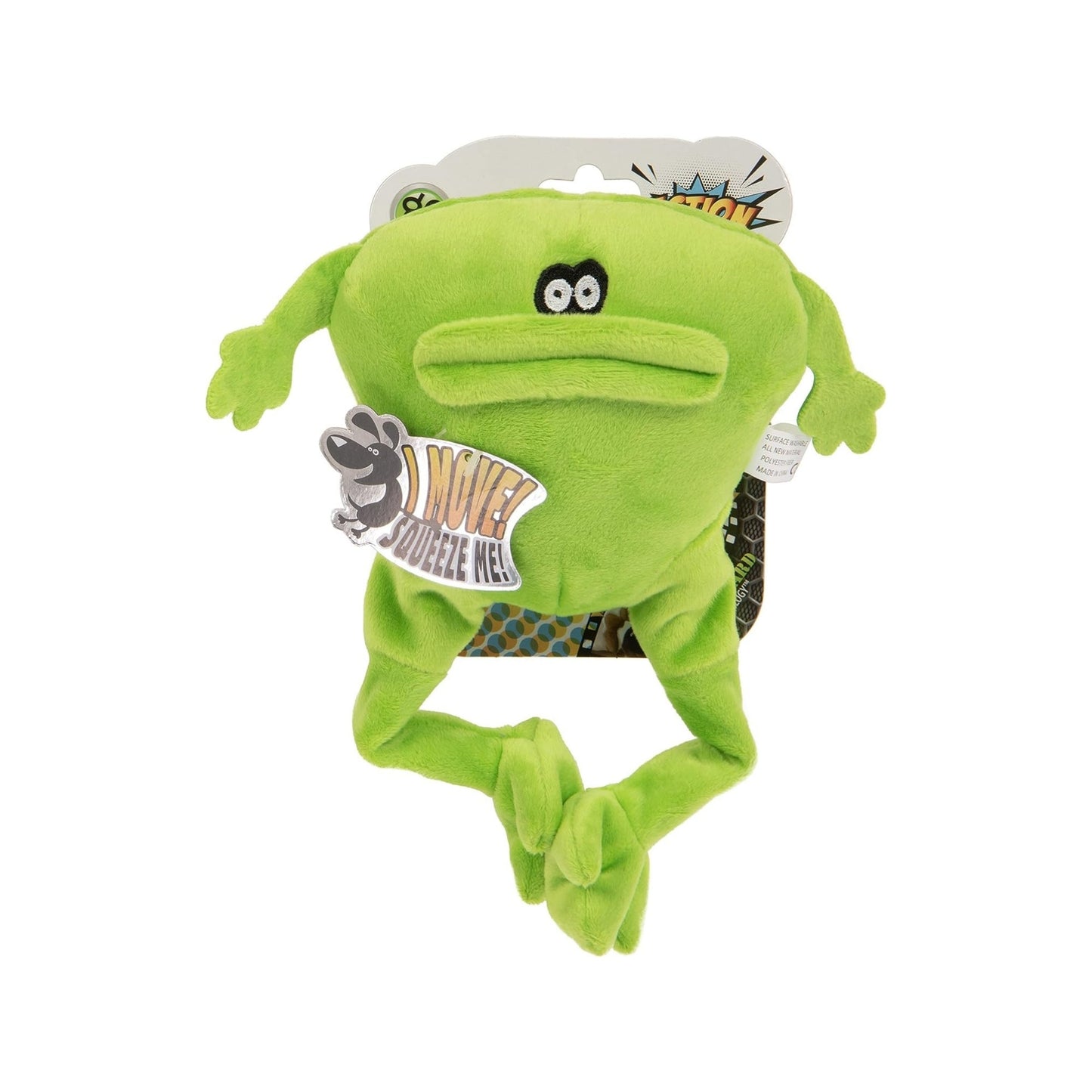 Godog Action Plush Frog Animated Squeak Dog Toy Green Large