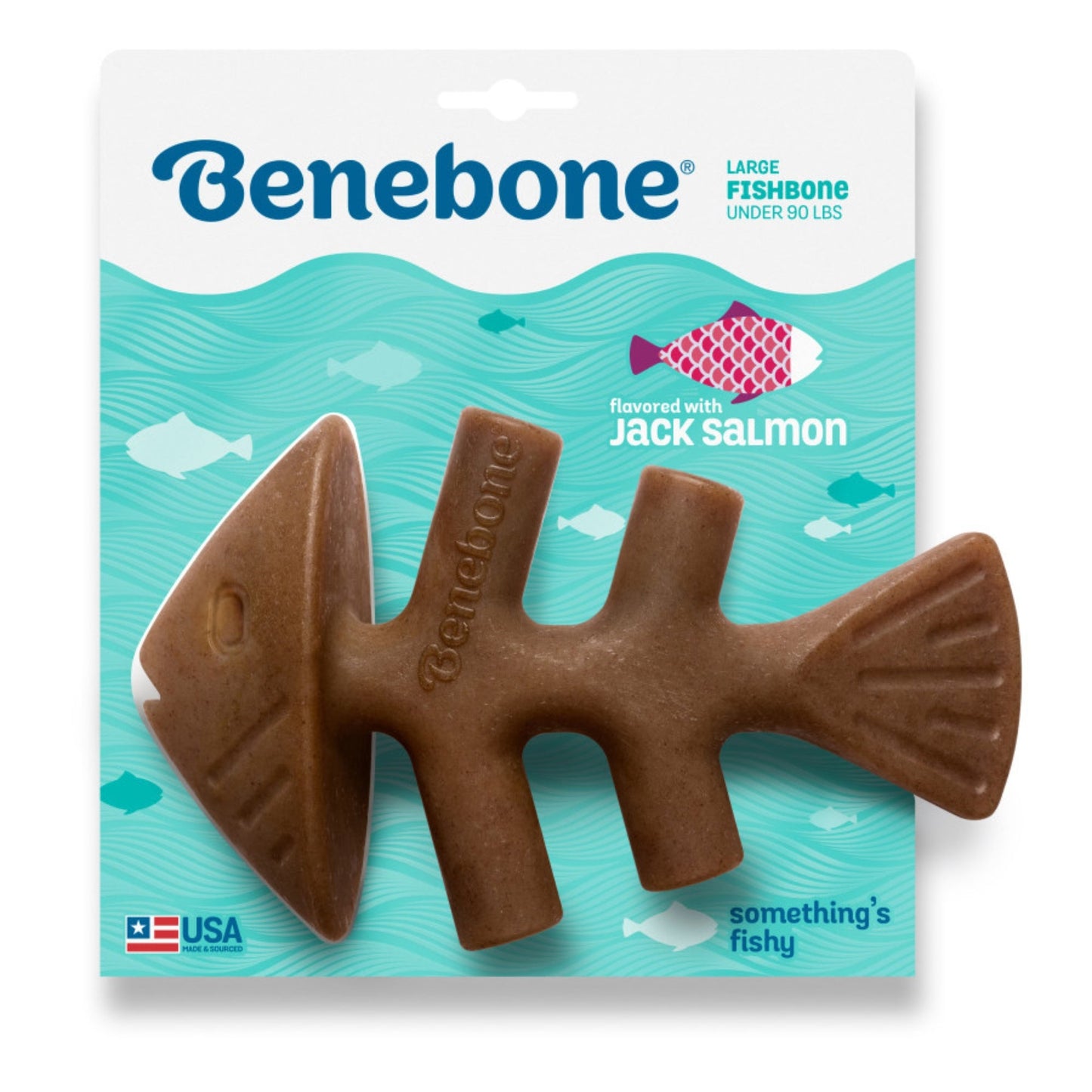 Benebone Fishbone Dog Chew Toy Salmon, 1ea/LG