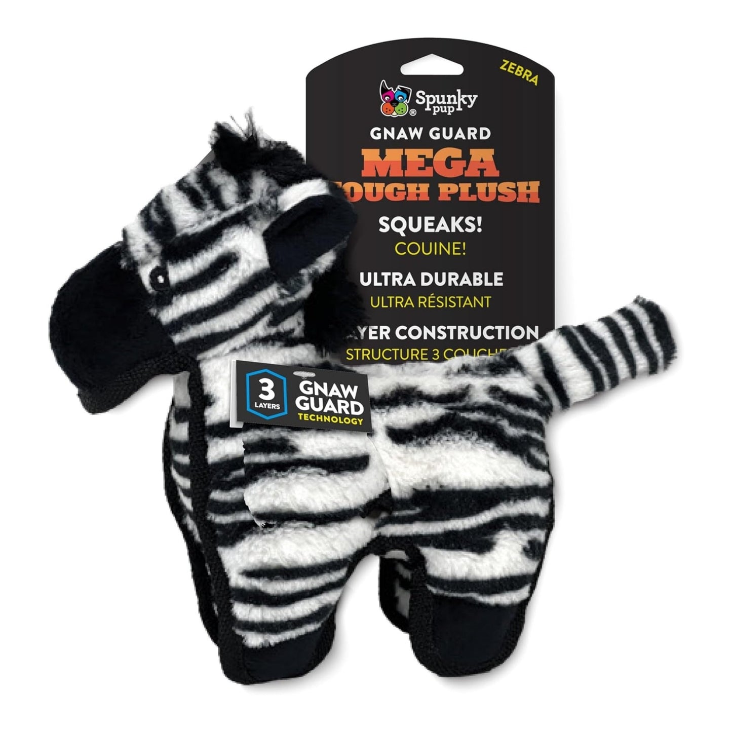 Spunkypup Mega Tough Plush Zebra Jumbo