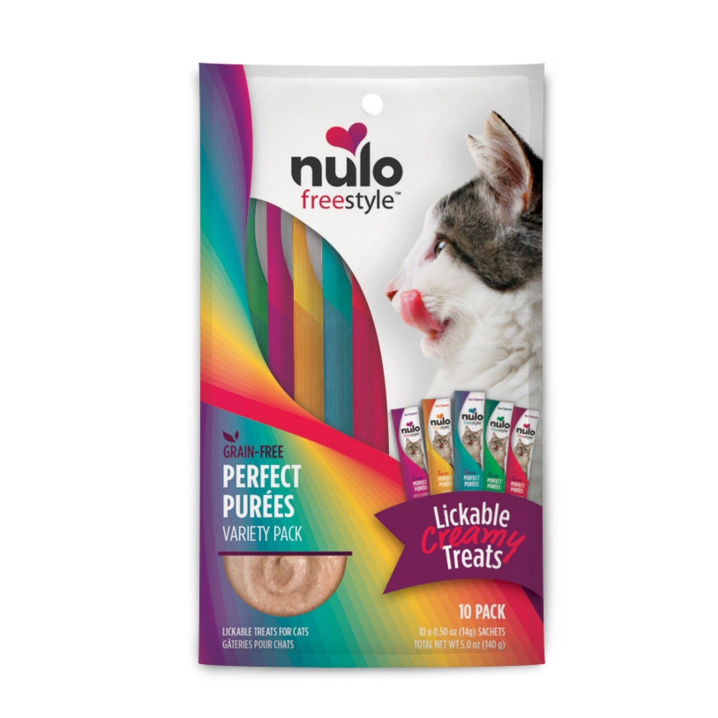 Nulo Freestyle Perfect Purees Grain-Free Cat Food Topper/Treat Variety 0.5oz 10pk