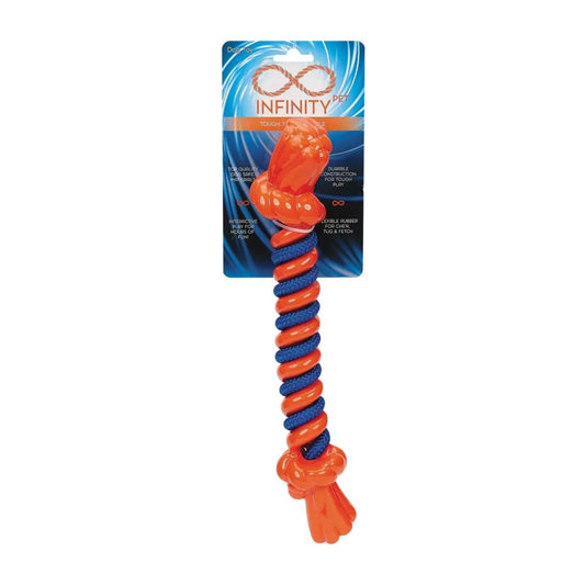 Infinity TPR/Rope Bone Dog Toy Orange Large 14in.