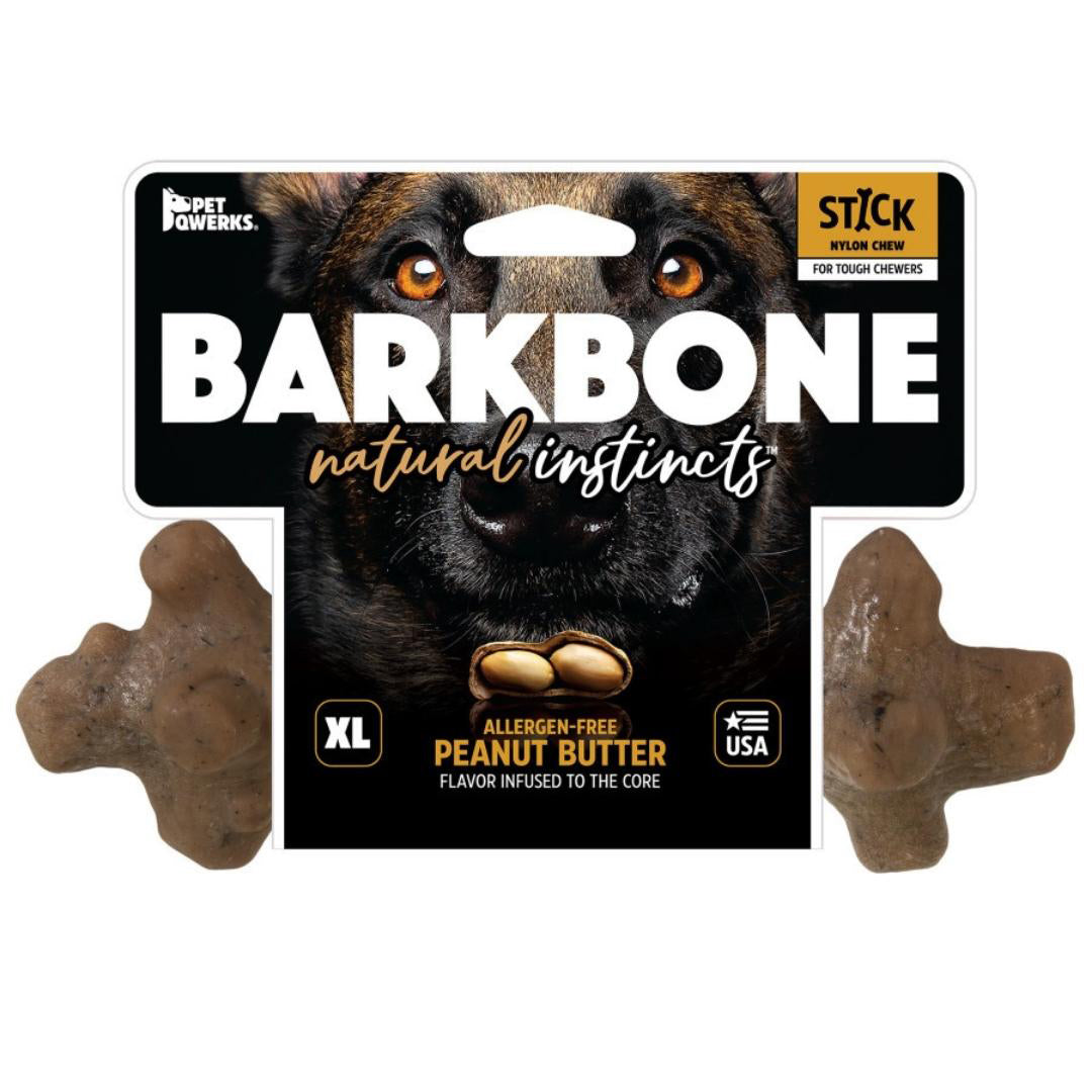 Pet Qwerks Barkbone Natural Instincts Nylon Stick Dog Chew Toy Peanut Butter 1ea/XL