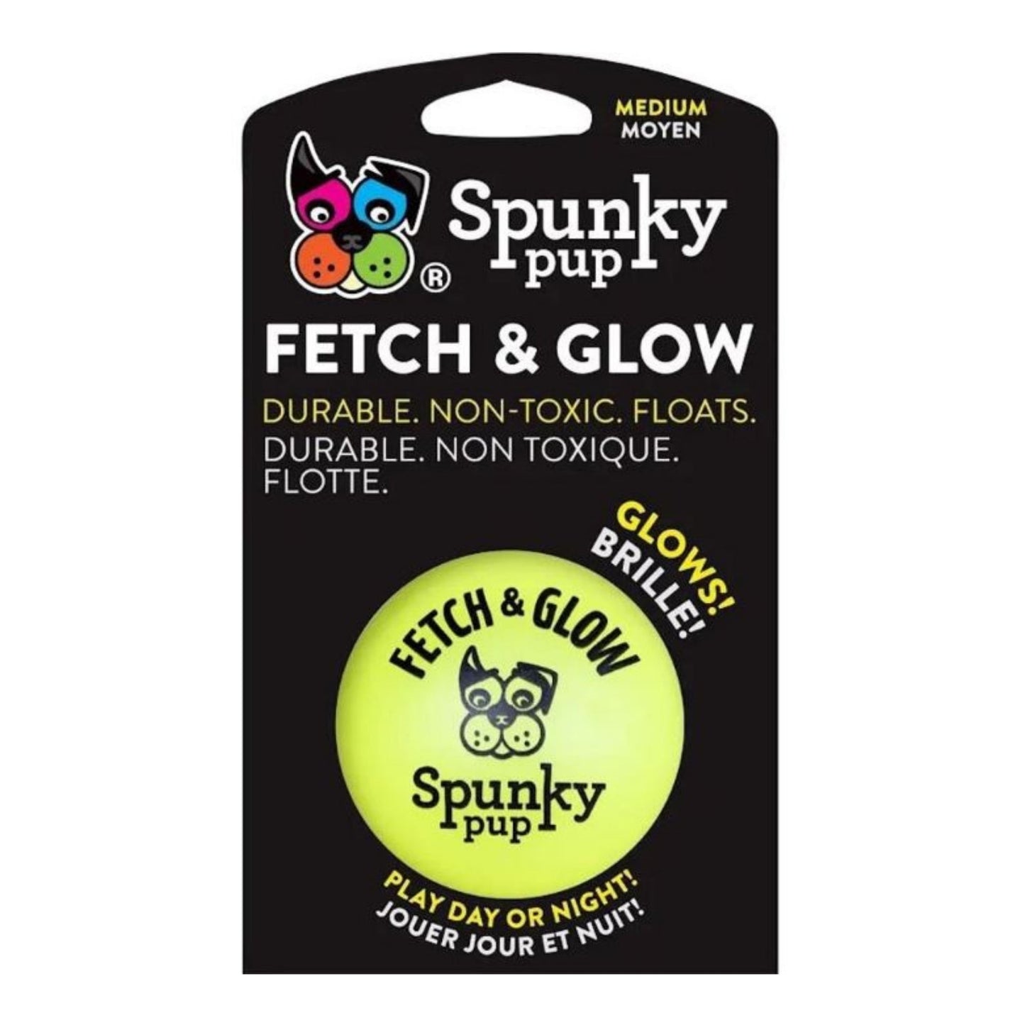 Spunkypup Fetch & Glow Glowing Fetch Ball Toy Medium