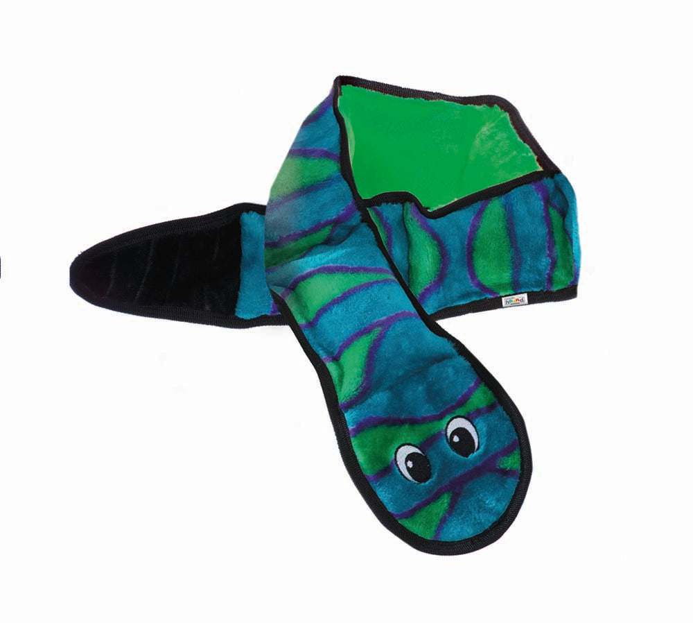 Outward Hound Invincibles Dog Toy Snake 6 Squeakers Blue/Green 1ea/XL